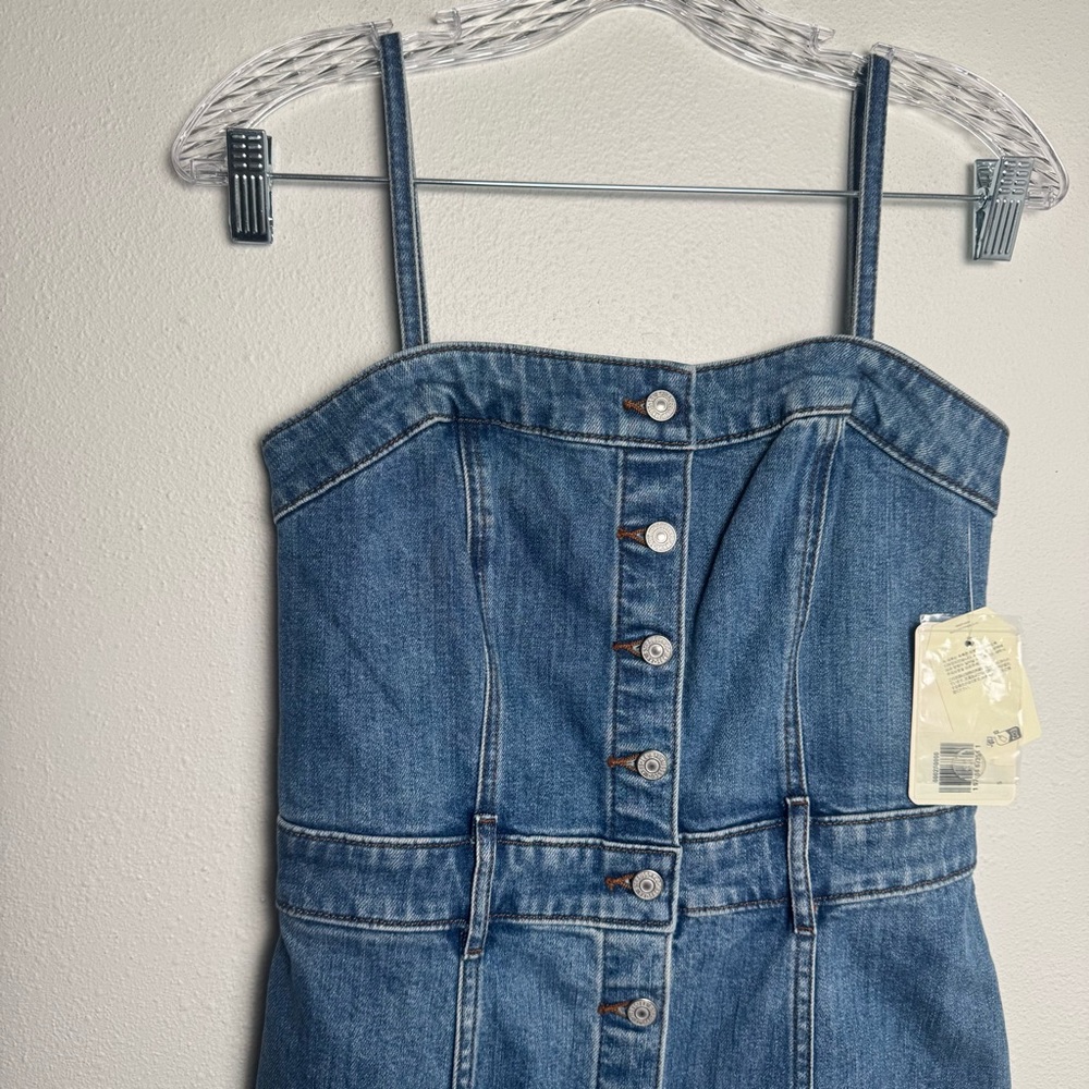 Levi's Blue Denim Strapless Button-Front Dress - Picture 12 of 14